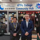 Cllr Matt Relf (centre) with Simon Martin and Liz Barrett from ATTFE College