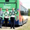 Matt Cranwell, managing director at Stagecoach East Midlands, Katherine Booth, relationship fundraising manager at Macmillan Cancer Support and Ryan Michael, driver for Stagecoach East Midlands