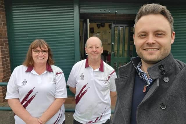 Coun Bradley, right, with members of Brierley Park Bowls Club.