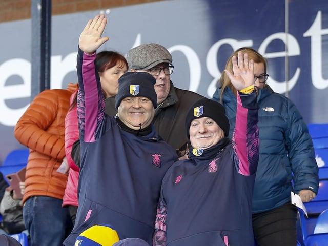 Mansfield Town fans ahead of kick-off at Stockport County.
