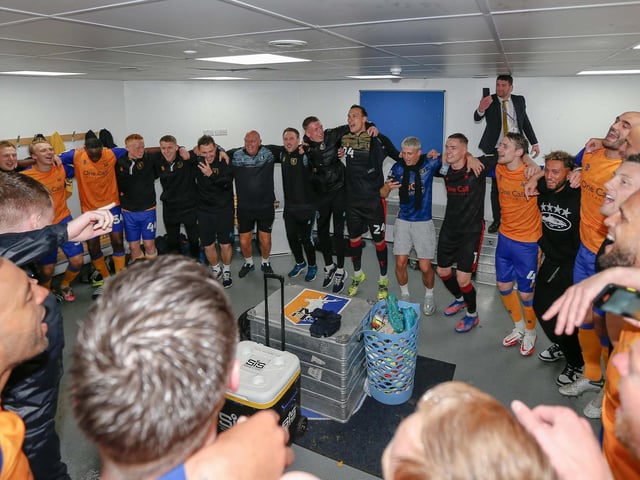 Behind the scene celebrations following the victory.
