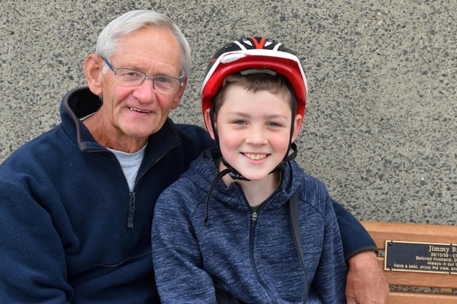 Youngster Christopher Marshall, 10 with grandad Ian.