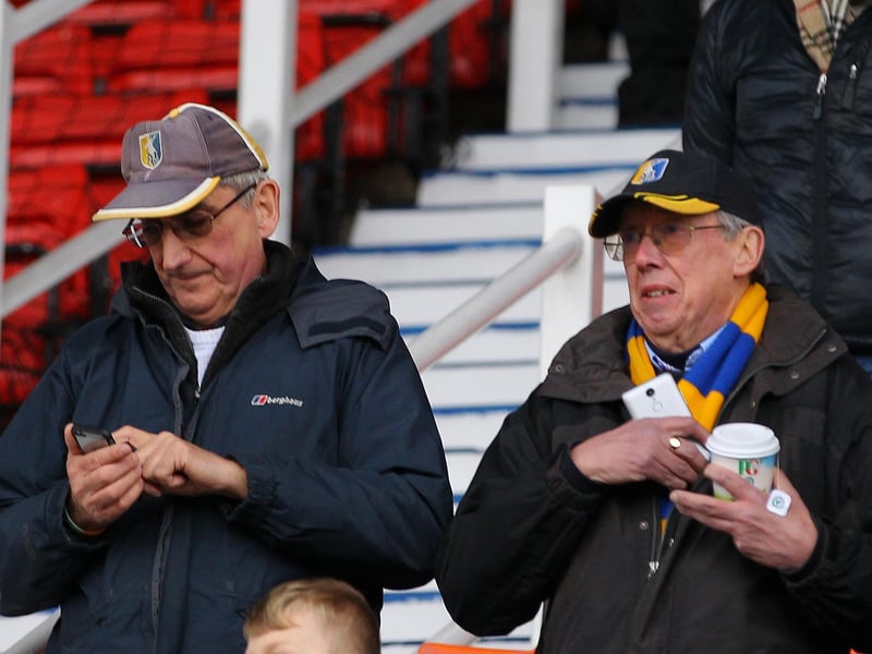 Stags fans ahead of kick-off before a 1-0 defeat to Swindon Town in February 2018.