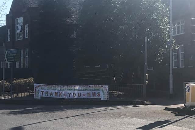 High Oakam Primary School banner thanking NHS staff on frontline of Coronavirus