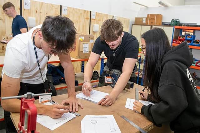 Construction students working at West Nottinghamshire College's Station Park campus in Kirkby. (PHOTO BY: West Nottinghamshire College)