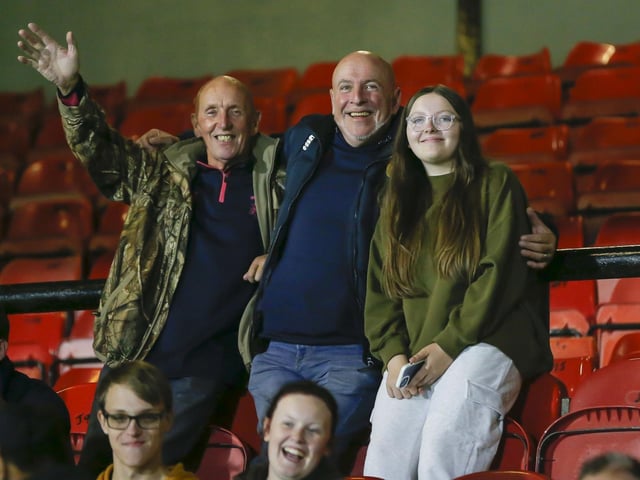 Stags fans during the Papa John's Trophy match against Grimsby Town.