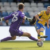 Davis Keillor-Dunn levels for Stags during the Sky Bet League 2 match against Gillingham FC at the MEMS Priestfield Stadium, 30 Sept 2023. 
Photo Chris & Jeanette Holloway / The Bigger Picture.media