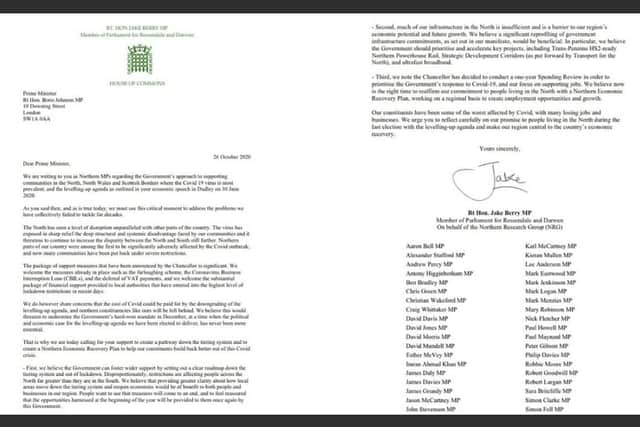The letter sent to Boris Johnson