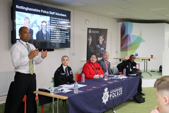 Personnel from Nottinghamshire Police gave advice on a range of careers within the force