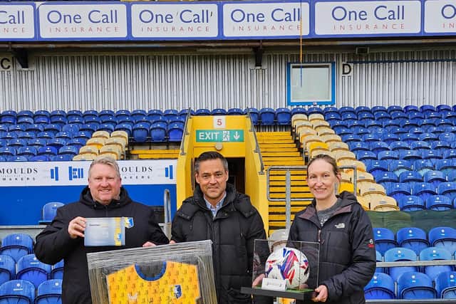 L-R: Michael Bradley, Head of Commercial at Mansfield Town FC; Matthew Maiden, Commercial Property Solicitor at Banner Jones; and Lynne Pope, Marketing Manager at Banner Jones.