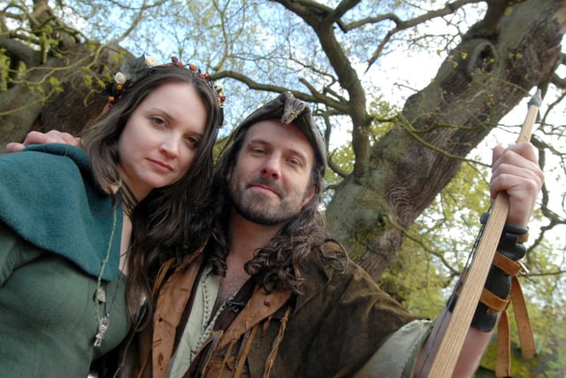 Robin Hood and Maid Marion from the Merry Outlaws pictured at the Edwinstowe May Day Festival. 2010.