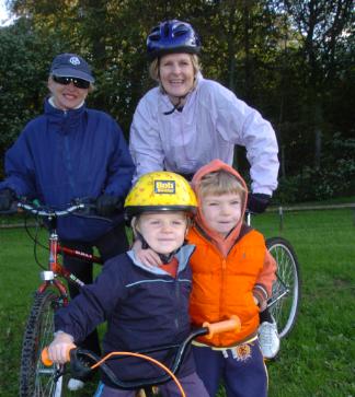 Bike ride to raise funds for the British Heart Foundation in 2006. Sandra Colbear from Loversall with friend Emma Gosling and her two sons.