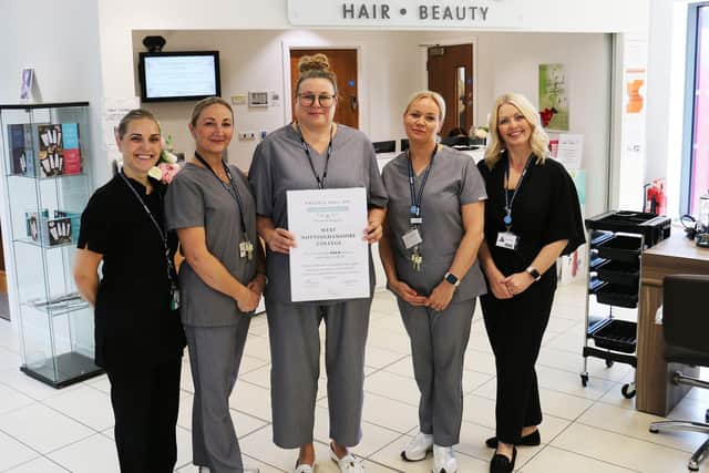 Left to right, beauty teachers Kate Taylor and Tracy Polak, Level 4 student and Ragdale Hall employee Danielle Tetley, programme area leader for hair, beauty and make-up artistry Amy Stirland-Fell and teaching head of department Suzanne Szepeta.