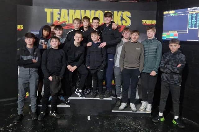 Youngsters from Selston FC enjoy a go-karting session, one of many social events organised by the club.