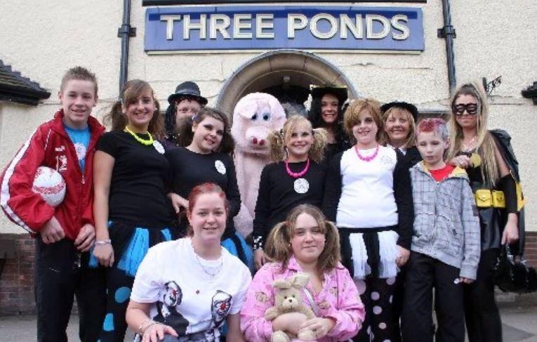 Staff at the Three Ponds pub in Nuthall taking part in a fancy dress walk in 2009