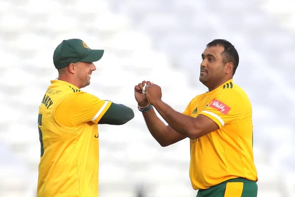 Samit Patel became the first player to take 100 T20 wickets at Trent Bridge on a night of records. (Photo by Alex Pantling/Getty Images)