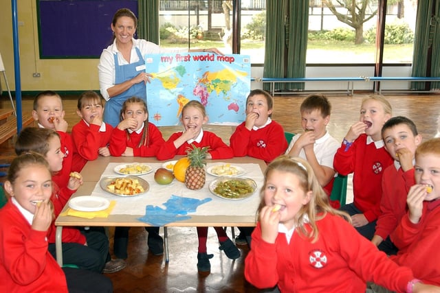 These pupils were pictured enjoying healthy food at Shotton Hall Junior School 16 years ago.
