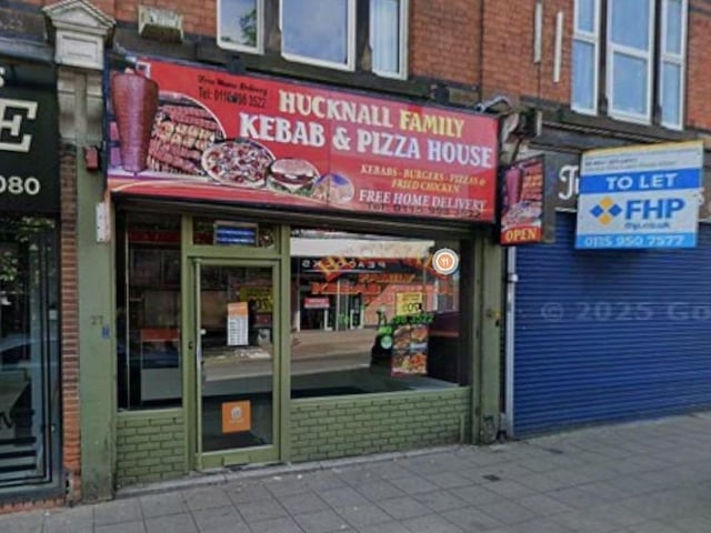Hucknall Family Kebab and Pizza House on High Street, Hucknall, was rated one out of five on November 27
