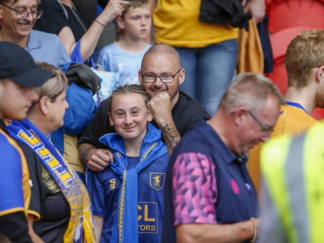 Mansfield Town fans enjoy the 3-1 win at Doncaster Rovers.