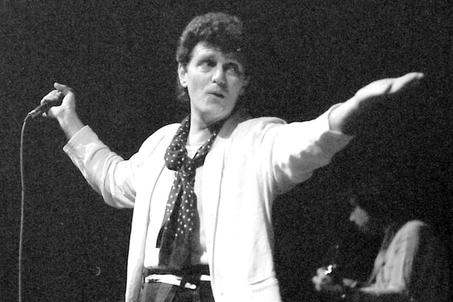 Alvin Stardust at a Mansfield for Africa concert, 1985.
