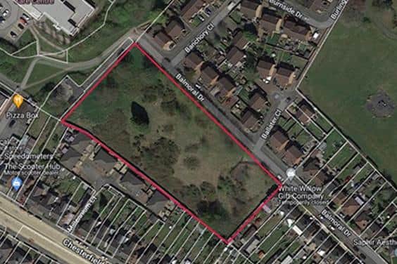 An overhead shot of the land to the west of Balmoral Drive in Mansfield that has been earmarked for housing. (PHOTO BY: Bowsall Developments Ltd)