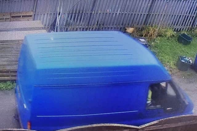 The blue van that was spotted during the incident. Picture by South Yorkshire Police.
