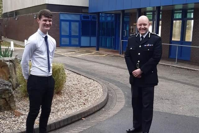 Louis is pictured with Chief Constable Craig Guildford.