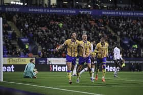 Stags go ahead during the English Football League 1 match against Bolton Wanderers FC at The Toughsheet Community Stadium, 29 December 2029. Photo credit Chris & Jeanette Holloway / The Bigger Picture.media