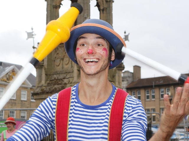 Meet Bonkers the clown -  Mansfield Market Place hosted a circus workshop as part of free family entertainment in 2021.