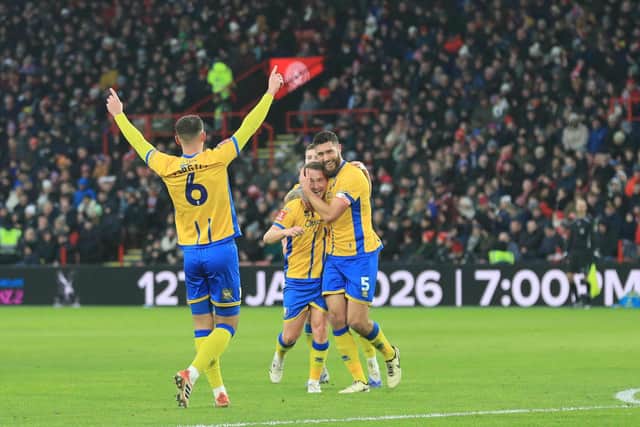 Stags celebrate during the Emirates FA Cup third round match against Sheffield Utd FC at Bramall Lane, 11 Jan 2026, Photo credit Chris & Jeanette Holloway / The Bigger Picture.media