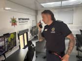 Station manager Sam Mills gets to grips with the new Command Support Unit.