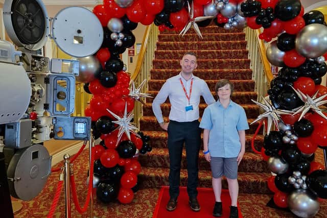 Charlie is in the cast of the nominated student short film at Mansfield Town Film Festival, 'My Gray Face'. Here he is with festival director, Jay Martin.