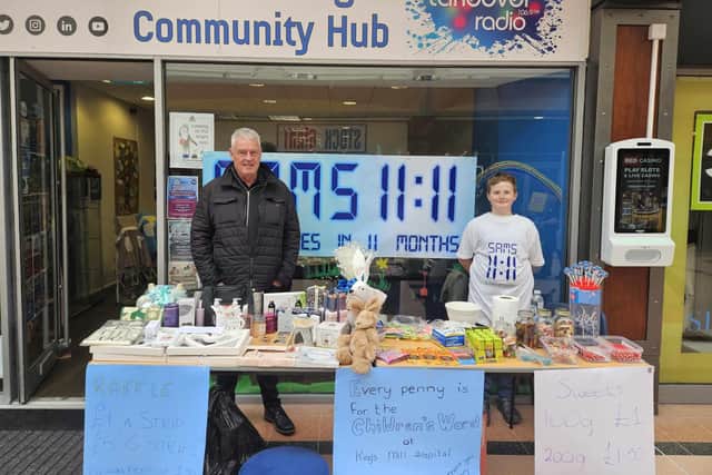 Lee Anderson MP visited Sam Jones on his fundraising stall in Idelwells Shopping Centre, Sutton.