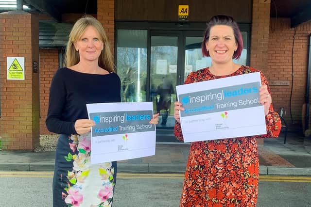 Claire Lindsay, headteacher of Beeston Fields Primary and Nursey School, with fellow headteacher, Kaye McGuire of Leamington Primary and Nursery Academy in Sutton, both Flying High Partnership schools,