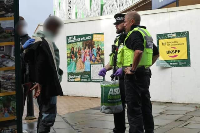 Five wanted suspects were arrested and charged as plain-clothed officers joined a high-visibility day of action in Mansfield town centre