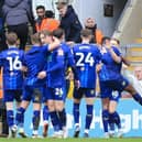 Stags rack up the goals tally during the Sky Bet League 2 match against Bradford City AFC at the University of Bradford Stadium, 16 Mar 2024Photo credit : Chris & Jeanette Holloway / The Bigger Picture.media