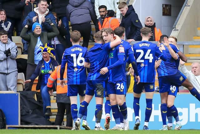 Stags rack up the goals tally during the Sky Bet League 2 match against Bradford City AFC at the University of Bradford Stadium, 16 Mar 2024Photo credit : Chris & Jeanette Holloway / The Bigger Picture.media