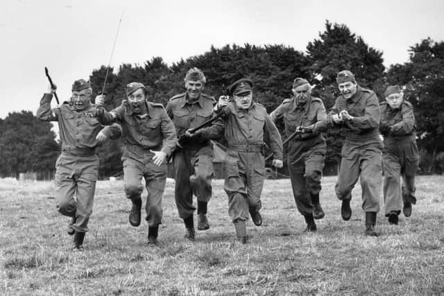 Members of the original cast of Dad's Army - Clive Dunn, James Beck, John Le Mesurier, Arthur Lowe, John Laurie, Ian Lavender and Arnold Ridley - pictured in 1970 at (photo: Douglas Miller/Keystone/Getty Images)