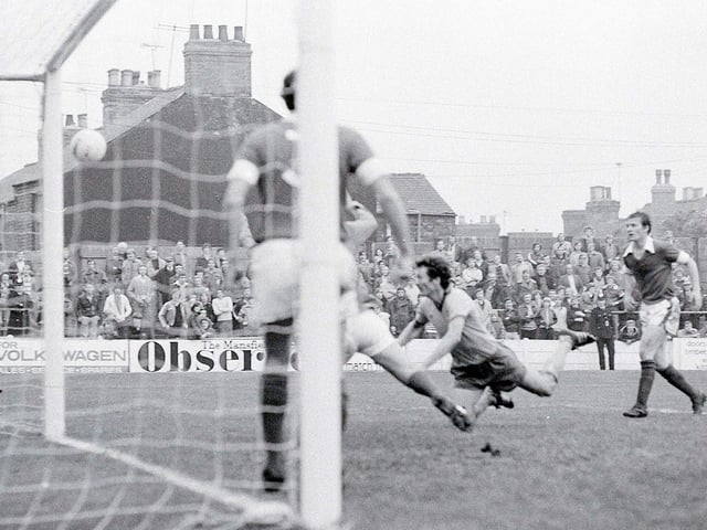 Dennis Martin nets against Walsall in a 3-1 home defeat in October 1978.