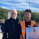Councillor Andre Camilleri with protestors outside King's Mill Hospital