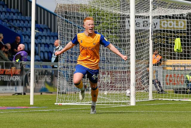 Mansfield Town midfielder Matty Longstaff celebrates his first half goal - Photo credit : Chris Holloway / The Bigger Picture.media
