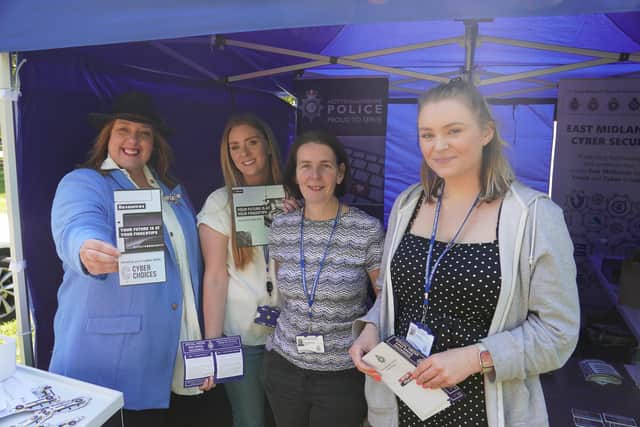 PCC Caroline Henry with Notts Police’s fraud and cyber protect team at the recent Emergency Services Day at Wollaton Park.