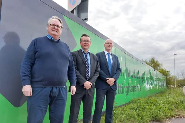 Pictured at the site of the new development are, from left, Coun Keith Girling, Matt Neal and Steve Keating