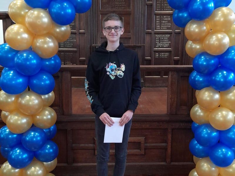 There were smiles all round for Alexander Rogowski at Queen Elizabeth Academy. He gained a grade 8 in maths, four grade 6s in English language, chemistry, physics and history, and four grade 5s in English literature, biology, computer science and religious education. Alexander said: “I am more than happy with my results, and I am looking forward to my next steps.”