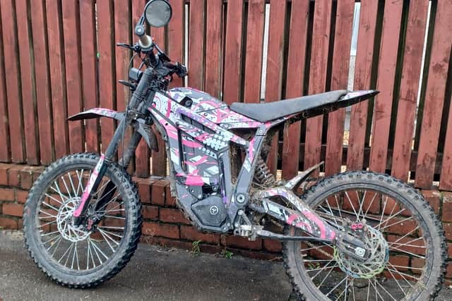 Police officers recovered a stolen motorbike.