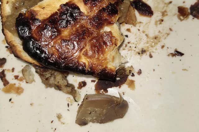 The bone sat next to the remains of the steak slice, which was bought from Sainsbury's supermarket in Kimberley.