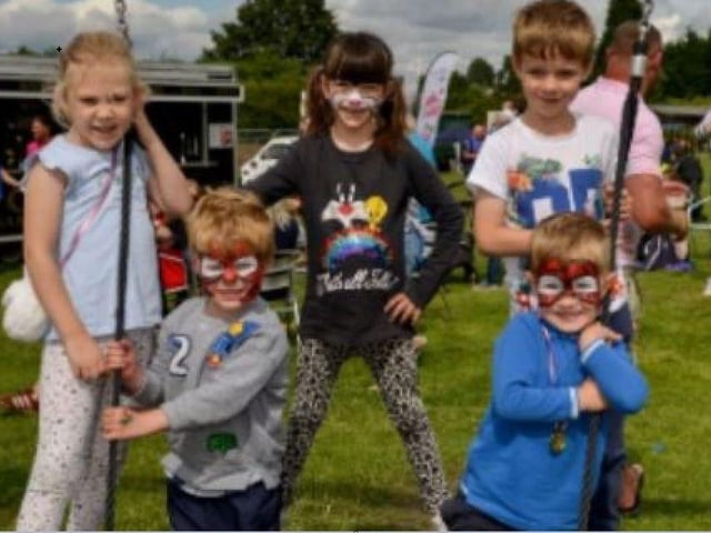 Enjoying the Underwood Festival in 2019 are Jack Musgrove, Oliver Musgrove, Holly Bingham, Libby Jones and Hodie Jones
