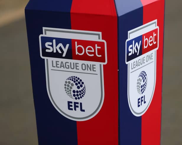 Detail view of the SkyBet League One logo during the Sky Bet League One match between Oxford United and Coventry City at Kassam Stadium on September 9, 2018. (Photo by Catherine Ivill/Getty Images)