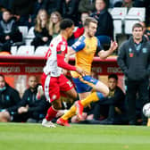 Mansfield Town forward Rhys Oates makes a break down the wing at Stevenage. Pucture by Chris Holloway/The Bigger Picture.media