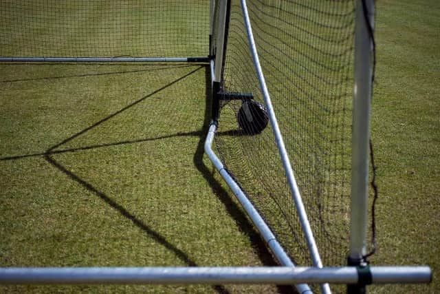 One of the damaged nets at Edwinstowe Cricket Club.